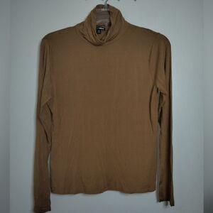 Fashion Nova (Size 2X) Camel Brown Stretch Blend LS Turtleneck Basic Layer Top